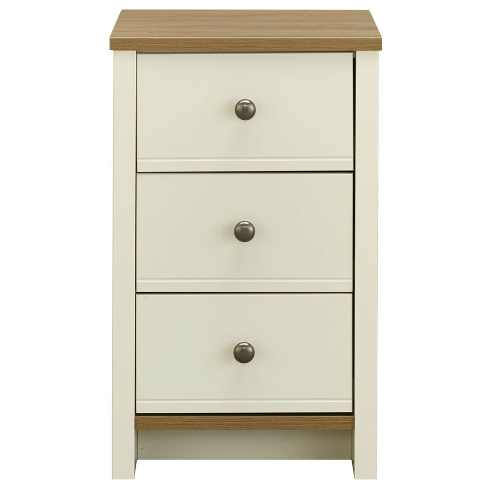 Clovelly 3 Drawer Narrow Chest Vanilla and Rustic Oak Effect Finish Image 1