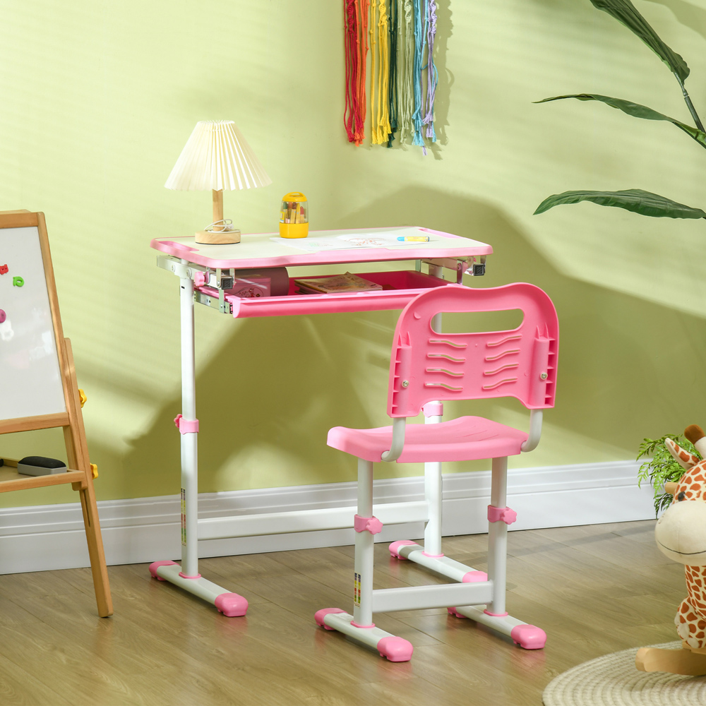 Playful Haven 2 Piece Kids Desk and Chair Set Pink Image 3