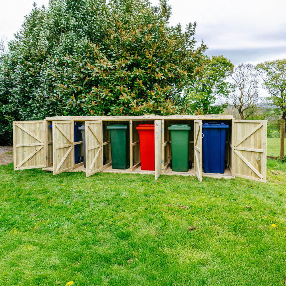 The Garden Village Shireburn 360L Sextet Wheelie Bin Shed Image 9