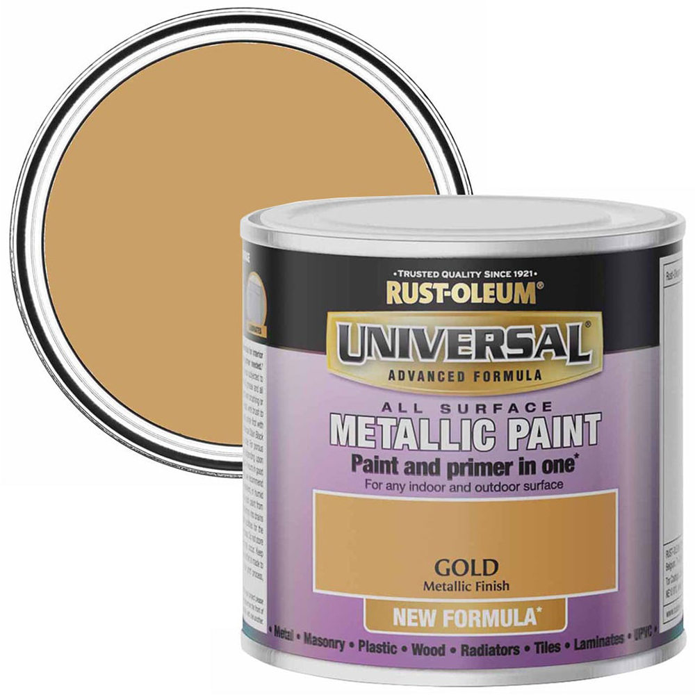 Rust-Oleum Universal Metallic Gold All Surface Paint 250ml Image 1