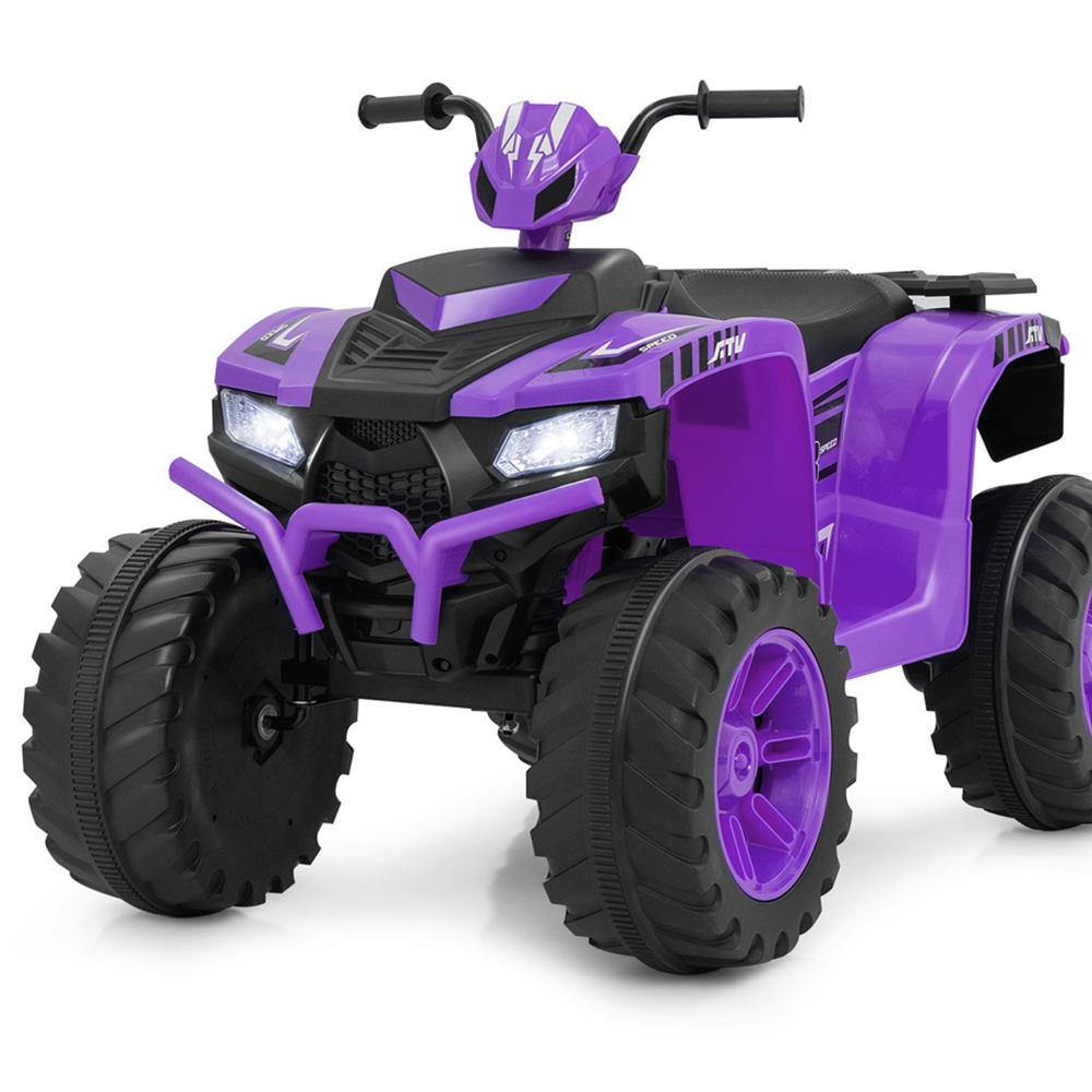 Costway Kids Purple Ride On ATV Toy Car with LED Lights and Wireless Connection 24V Image 3