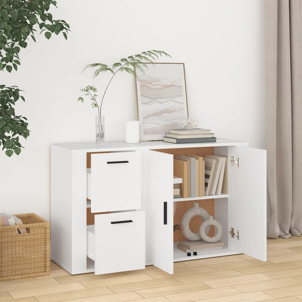 vidaXL 2 Door 2 Drawer White Sideboard Image 3