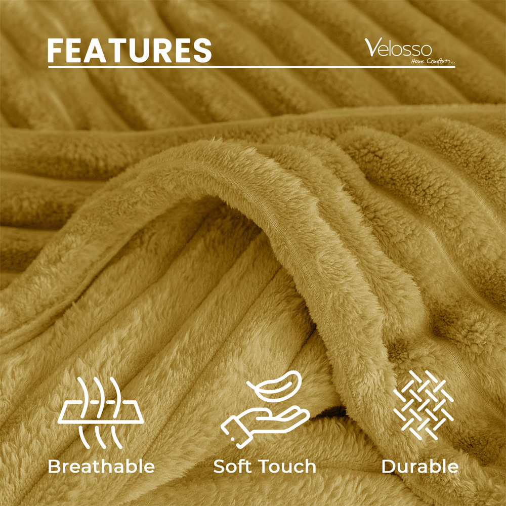 Velosso Bellissima Ochre Plush Throw 150 x 200cm Image 5