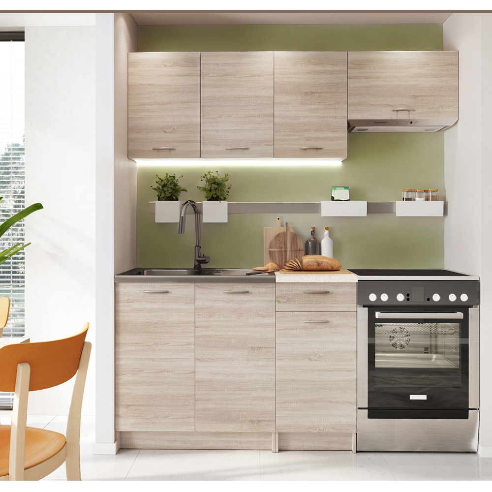 Impact Furniture Nela Sonoma Oak Kitchenette Kitchen Cabinet Set of 5 Image 2