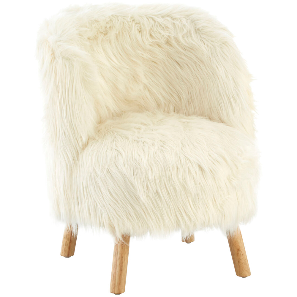 Premier Housewares White Faux Fur Kids Chair Image 2
