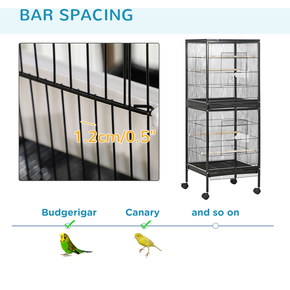 PawHut 2-in-1 Large Bird Cage Aviary with Wheels Image 7