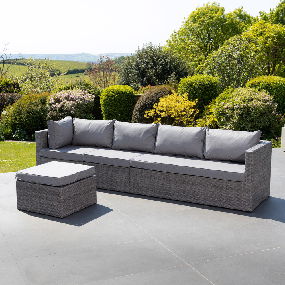 Artemis Home Della 5 Seater Grey Rattan Sectional Garden Corner Lounge Set with Cushion Image 4