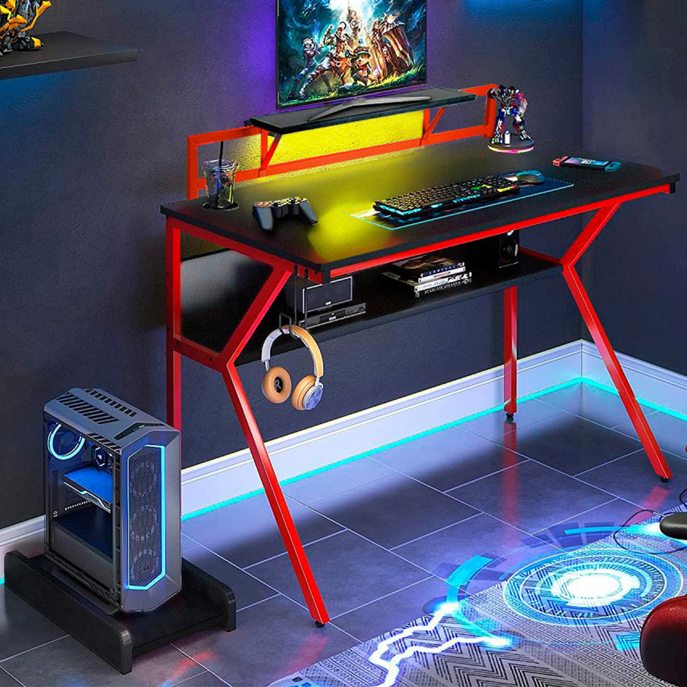 Neo Ergonomic 2 Tier Gaming Desk Red Image 1