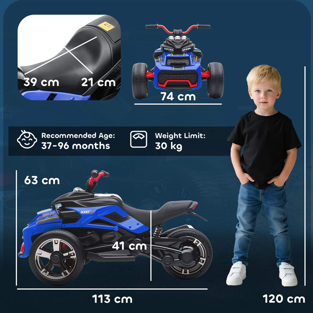 Tommy Toys Kids Blue Ride On Electric ATV Quad Bike 12V Image 9