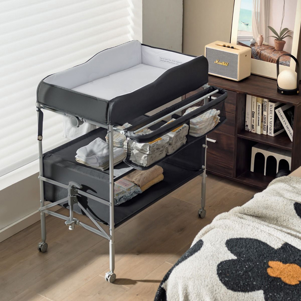 Costway Dark Grey Multifunctional Folding Baby Highchair Image 2