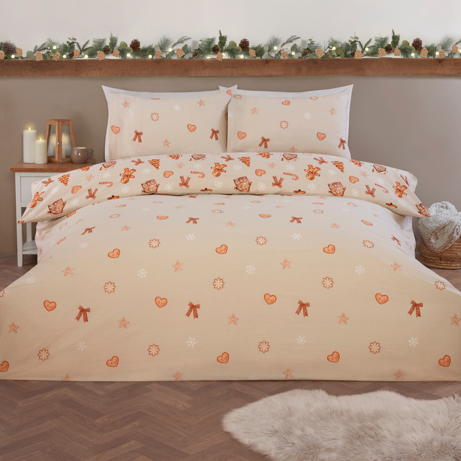 Gingerbread Cookies Duvet Set Natural Superking Image 2