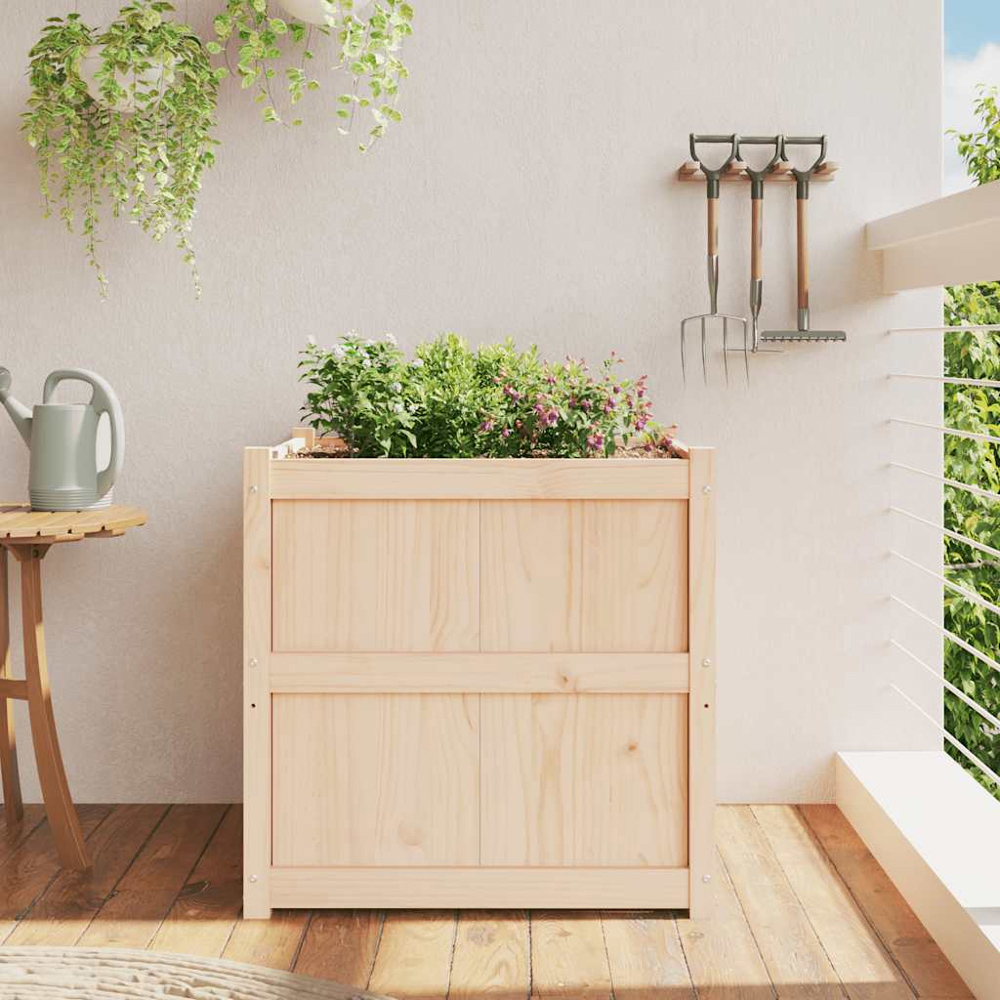 vidaXL Natural Solid Pine Wood Garden Planter 70cm Image 2