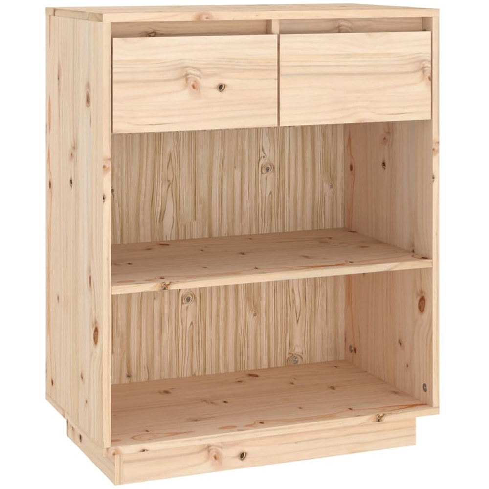 vidaXL 2 Drawer 2 Shelf Brown Solid Pine Wood Console Cabinet Image 2
