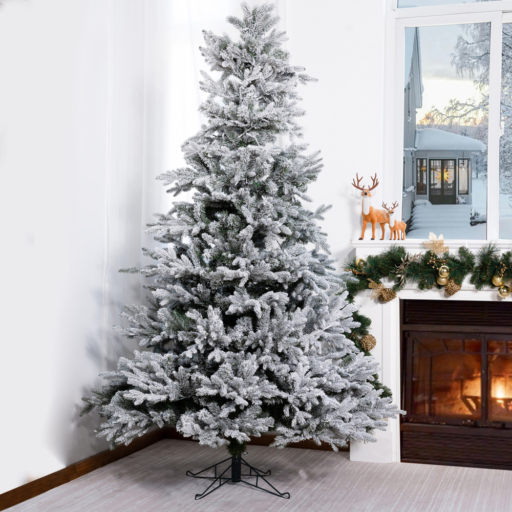 Abrihome Noble Fir Snow Covered Artificial Christmas Tree with 1402 Tips 8ft Image 2