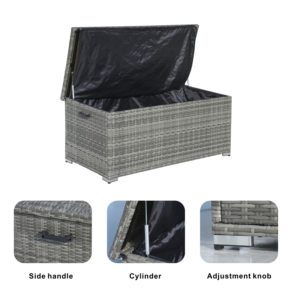 Direct Wicker 243L Grey Garden Rattan Storage Box Image 5