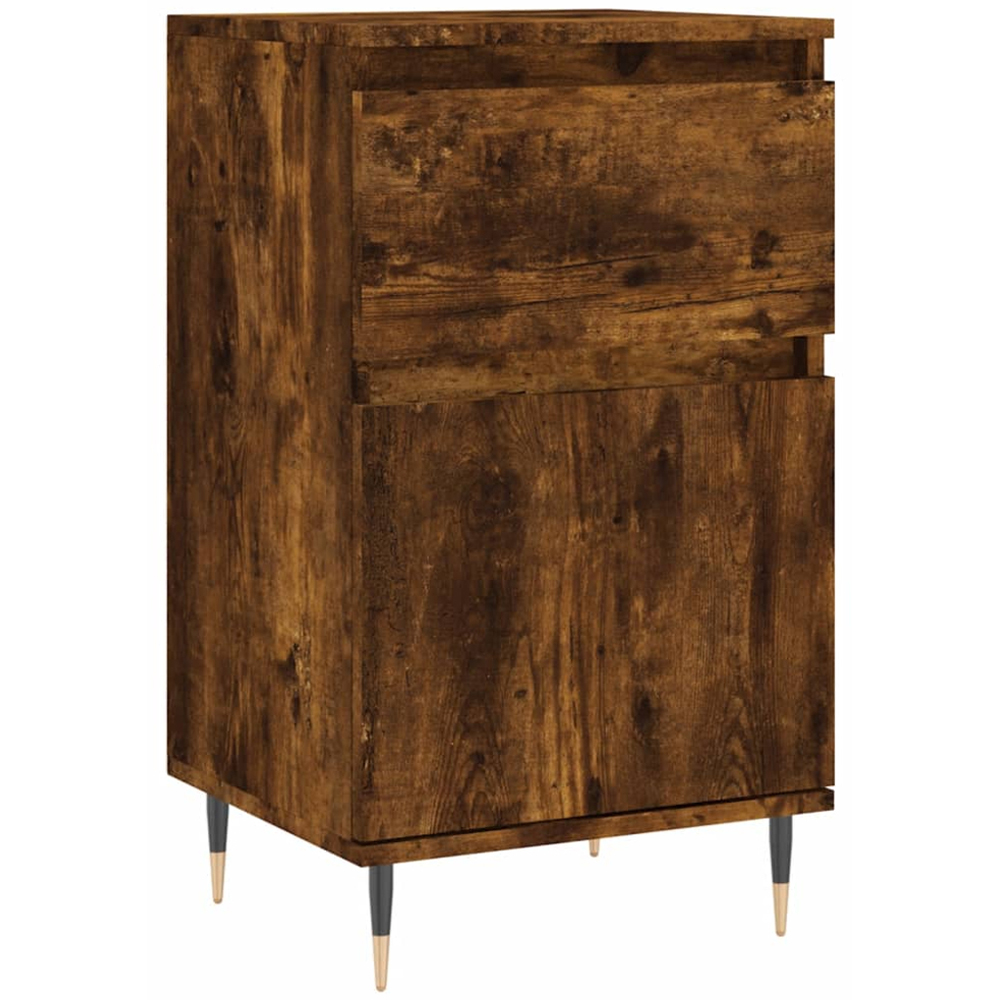 vidaXL Single Door Single Drawer Smoked Oak Sideboard Image 2
