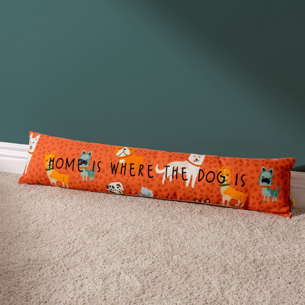 furn. Multicolour Orange Home Message Velvet Draught Excluder for Dogs Image 2