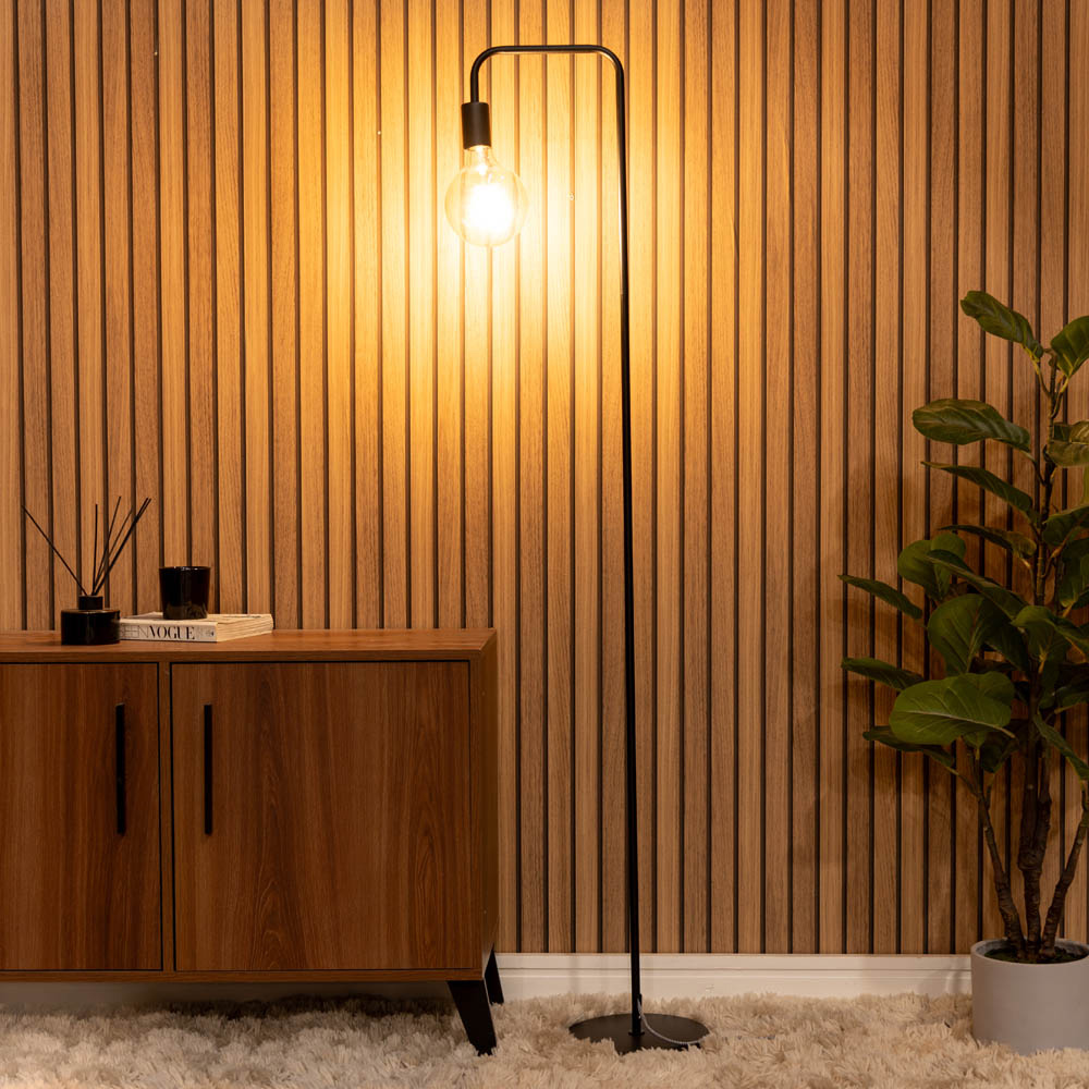 ValueLights Bronx Black Metal LED Floor Lamp Image 2