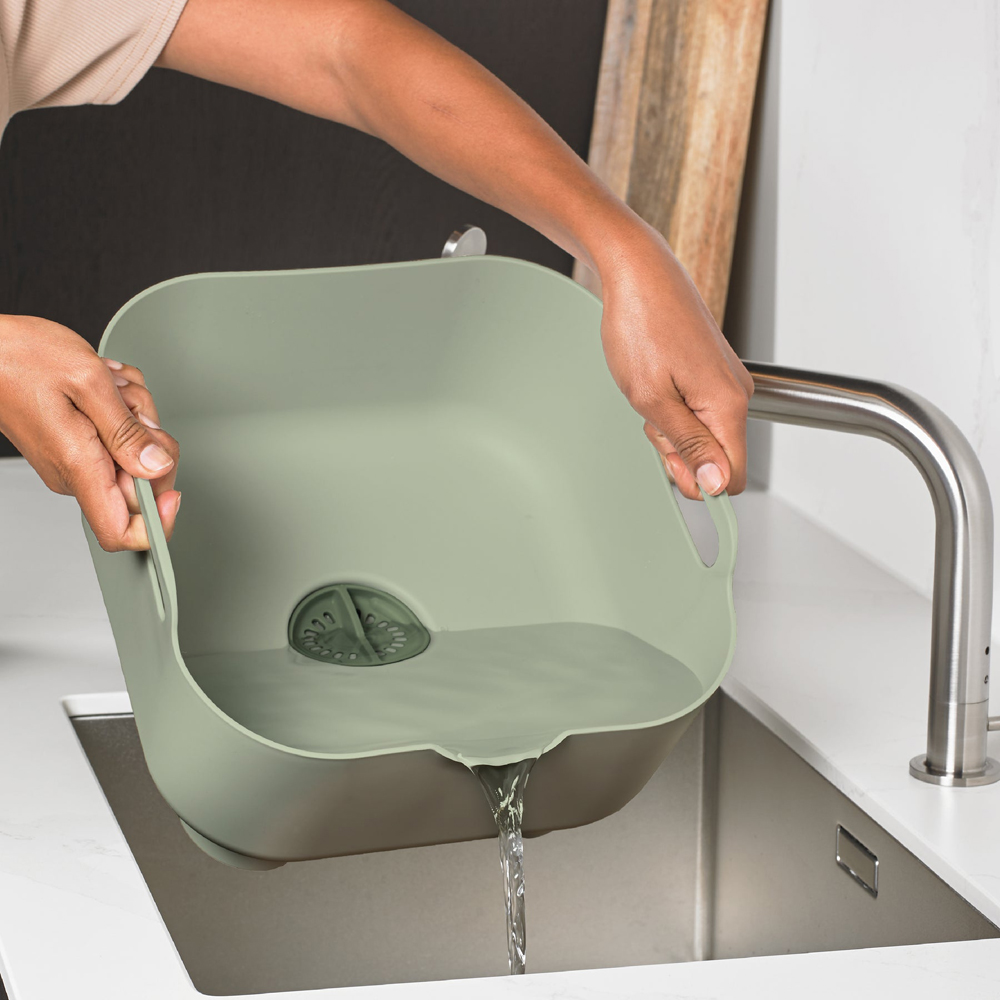ReBorn Sage Green Deep Washing Up Bowl with Handles 9L Image 6