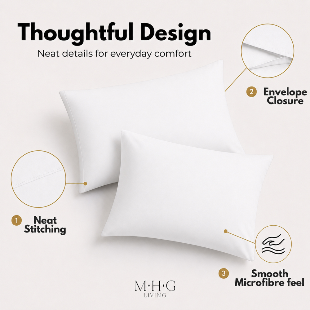 MHG Living Soft White Microfibre Envelope Closure Pillowcase 50 x 75cm 2 Pack Image 4