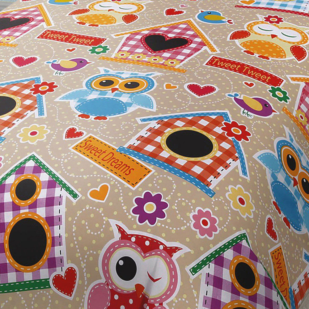 Velosso Double Multicolour Owl Print Duvet Cover Set Image 3