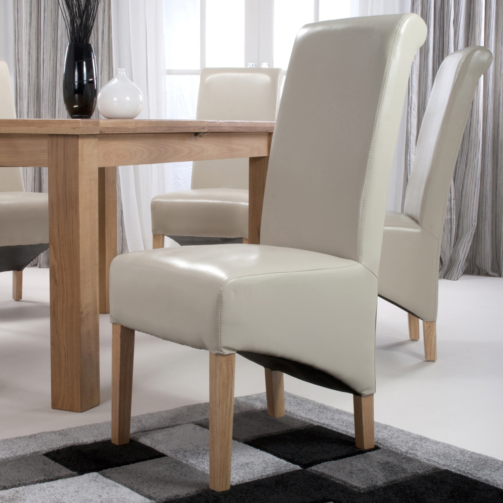 Krista Set of 2 Ivory Bonded Leather Roll Back Dining Chair Image 1