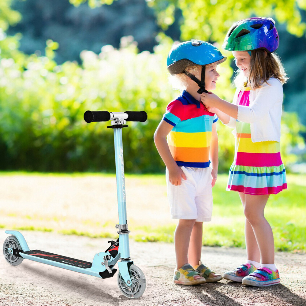 Costway LED Navy Kids Foldable Stunt Scooter Image 4