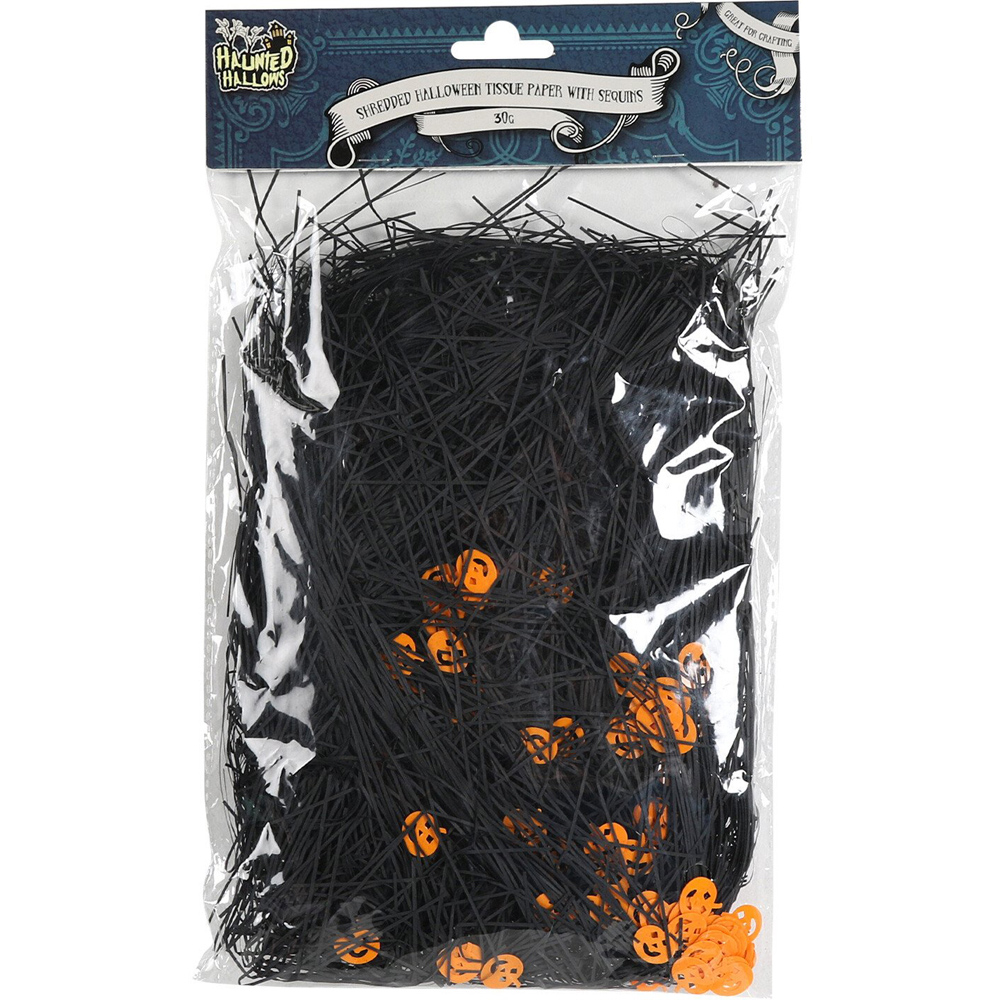 Single Haunted Hallows Black and Orange Shredded Paper in Assorted styles Image 3
