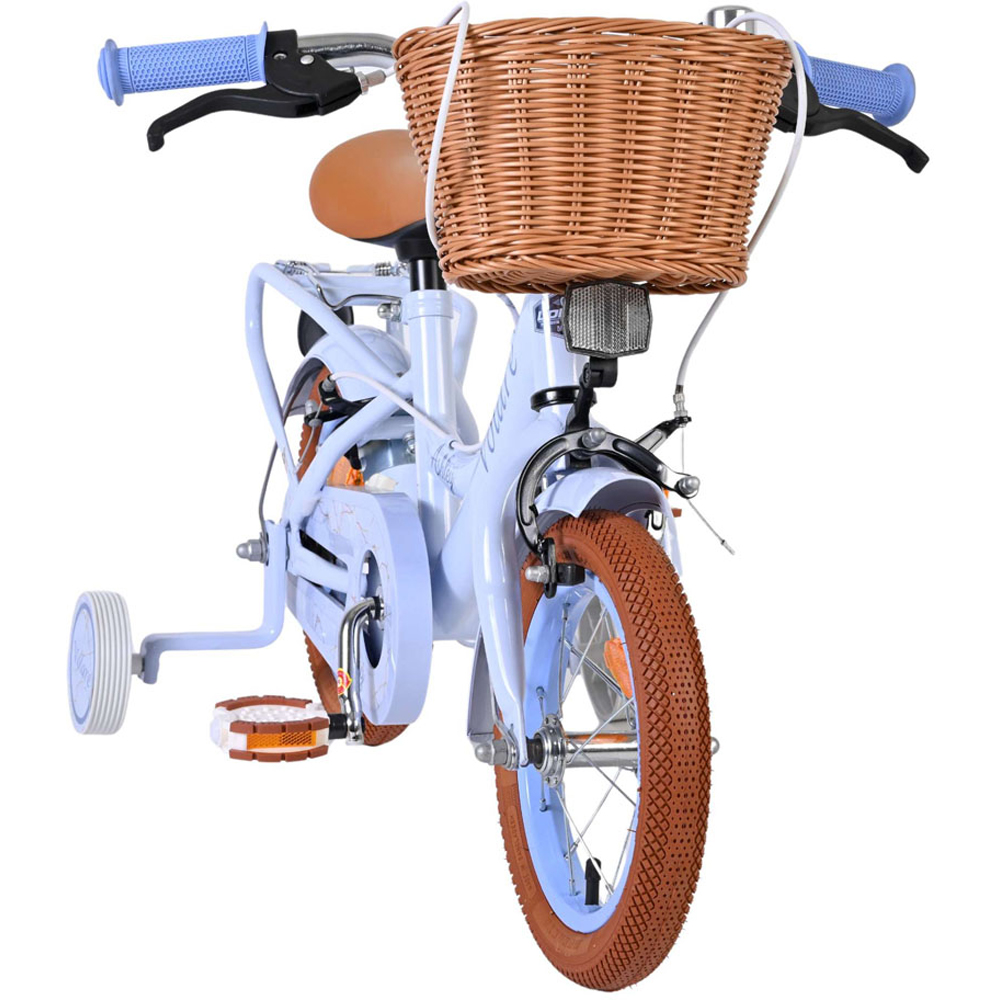 Volare Ashley Kids 12 inch Blue Pastel Bike with Stabilisers Rack and Basket Image 2
