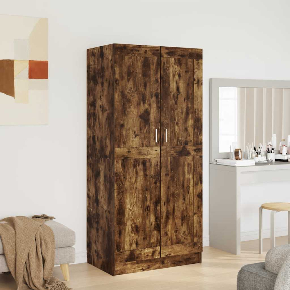 vidaXL 2 Door Brown Wooden Wardrobe Image 9