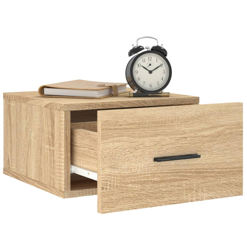 vidaXL Single Door Sonoma Oak Wall Mounted Bedside Cabinet Image 4