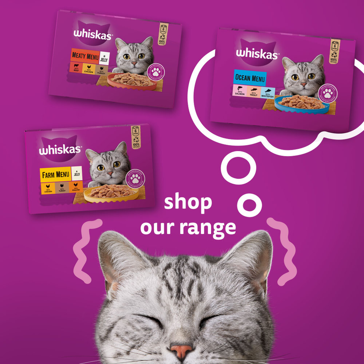 Whiskas 1 Plus Years Meaty Menu in Jelly Cat Food Tins 6 Pack Image 6