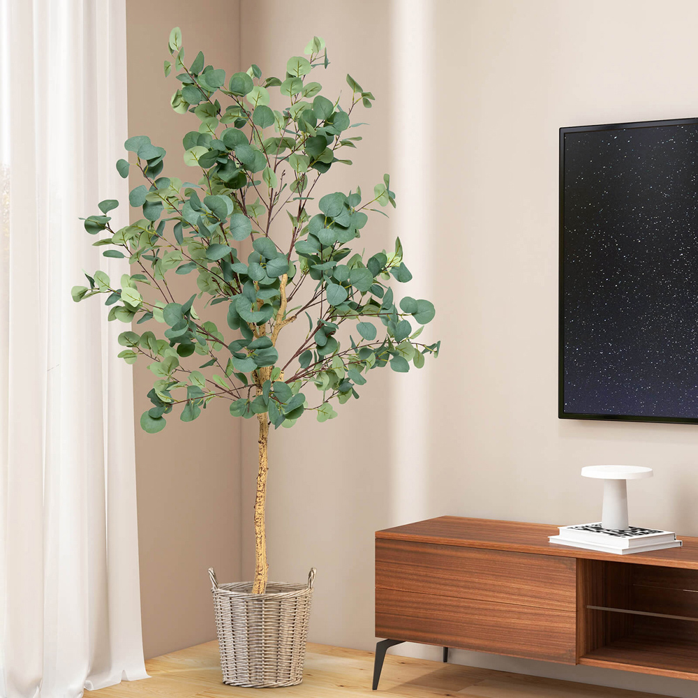 Costway Eucalyptus Artificial Tree In Pot 165cm Image 2