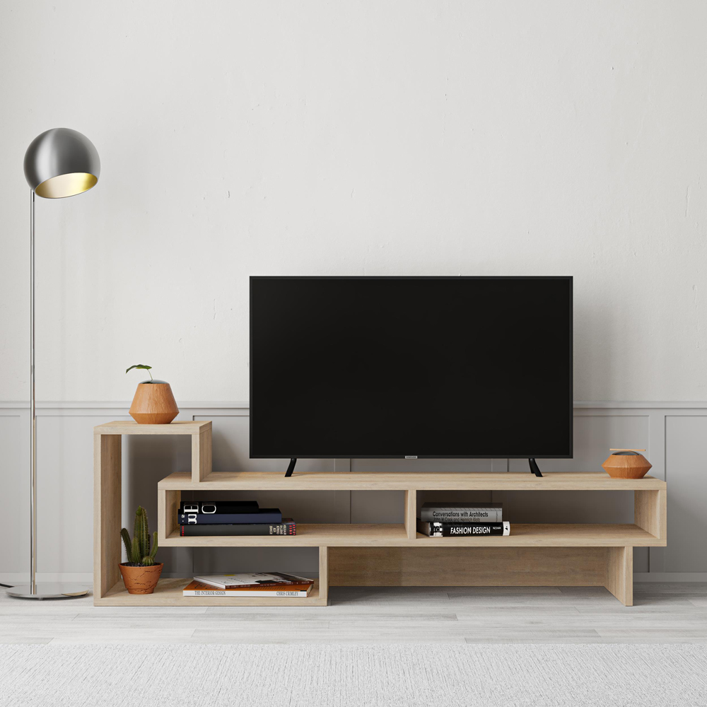 Decortie Tetra Oak Multimedia Centre TV Unit with Shelves Image 4