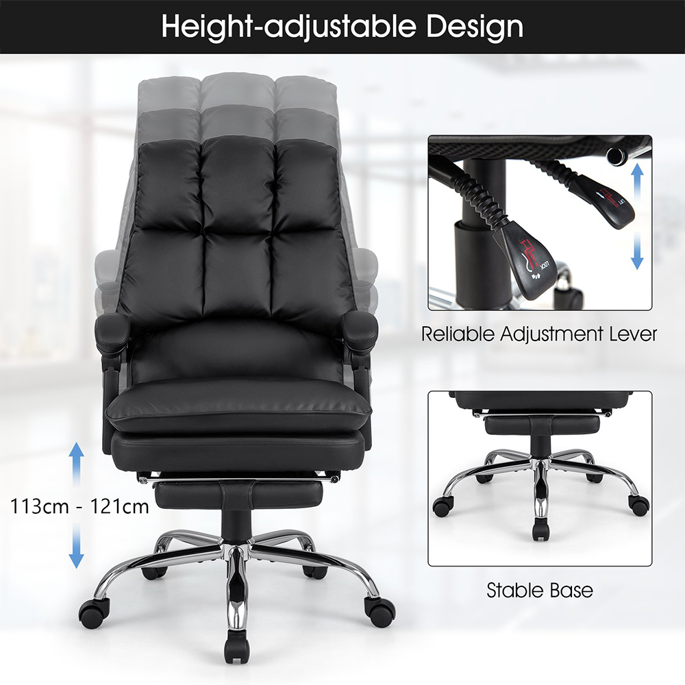Costway Black Ergonomic Adjustable High Back Rolling Computer Chair with Footrest Image 6
