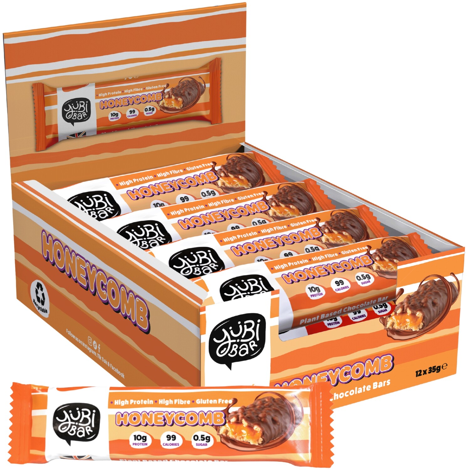 YuBi Bar Protein Snack Bar Honeycomb Image 2