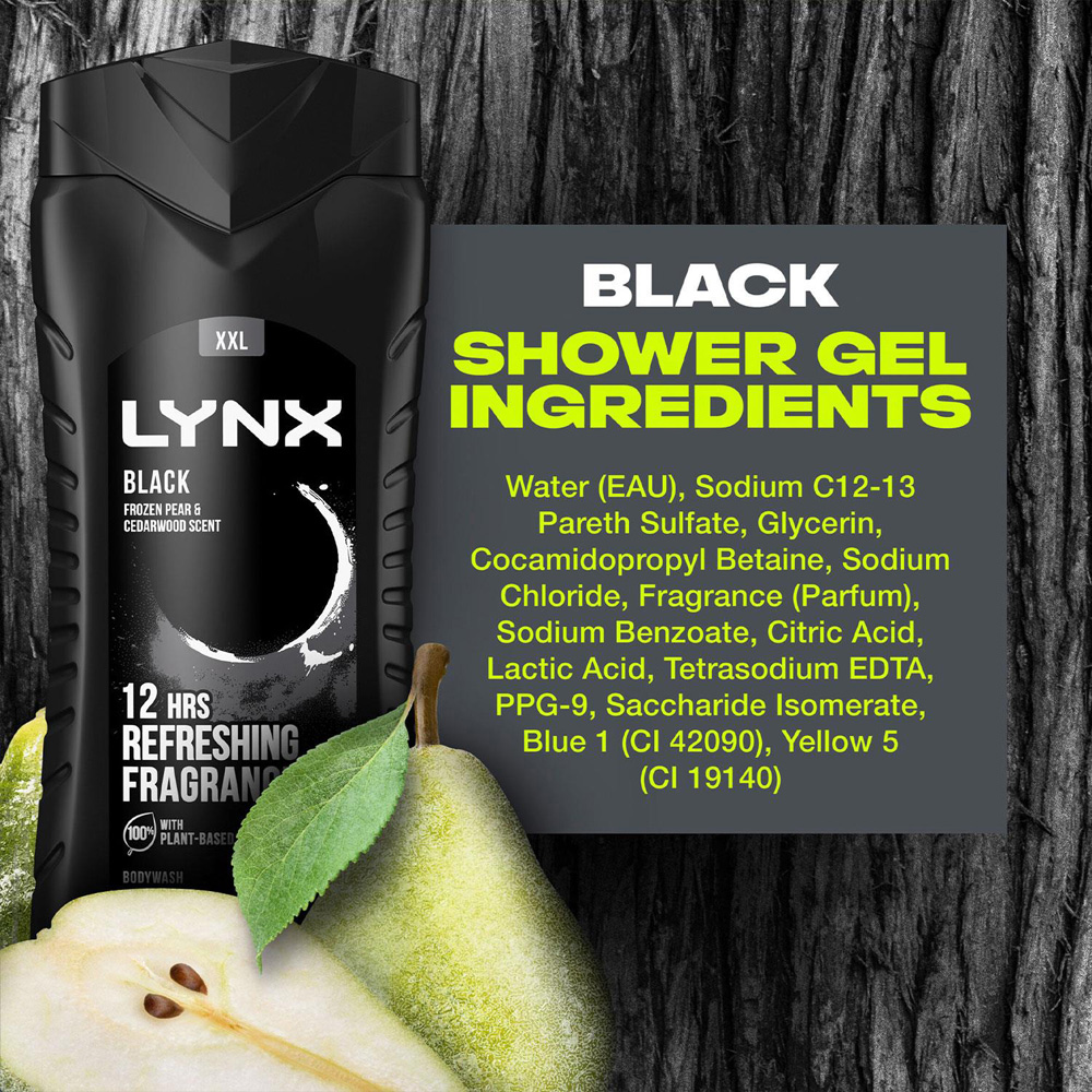 Lynx Black Frozen Pear and Cedarwood Shower Gel 500ml 3 Pack Image 6