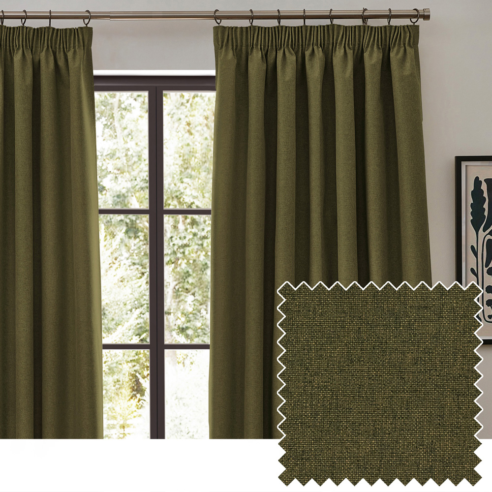 furn. Dawn Green Blackout Pencil Pleat Curtains 168 x 229cm Image 5