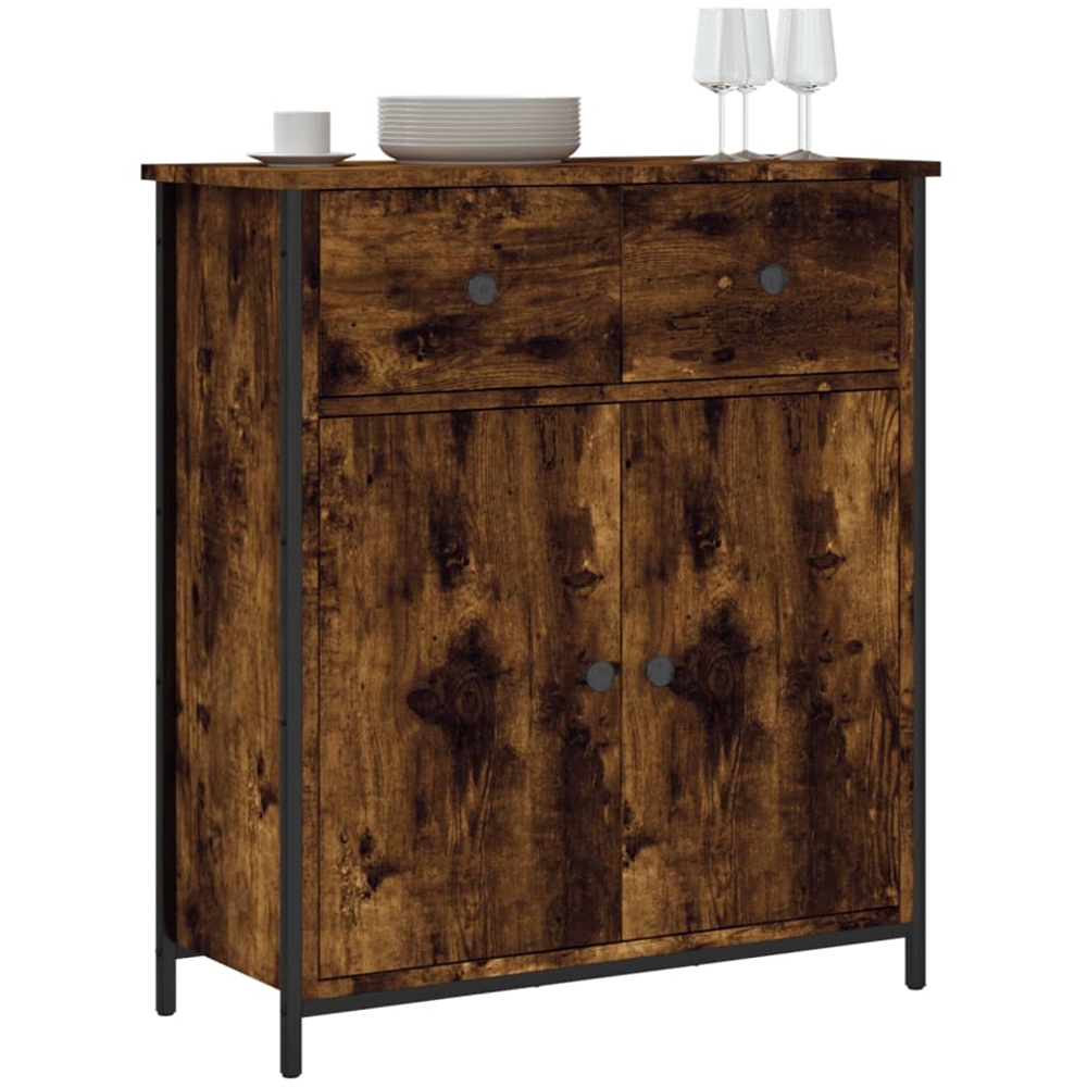 vidaXL 2 Door 2 Drawer Smoked Oak Sideboard Image 3