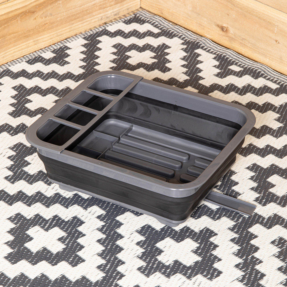 Samuel Alexander Black and Grey Collapsible Folding Sink Dish Drainer 37cm Image 2