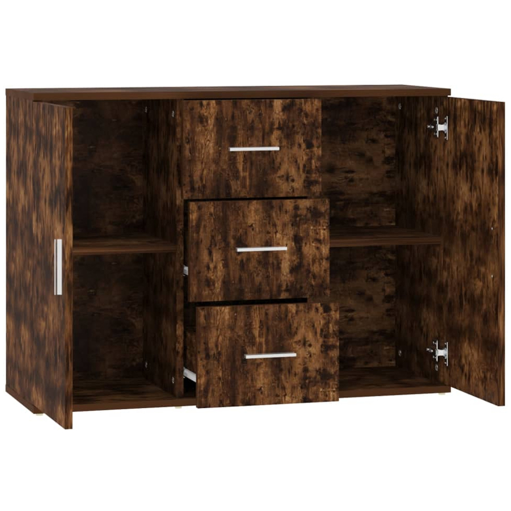 vidaXL 2 Door 3 Drawer Smoked Oak Sideboard Image 5