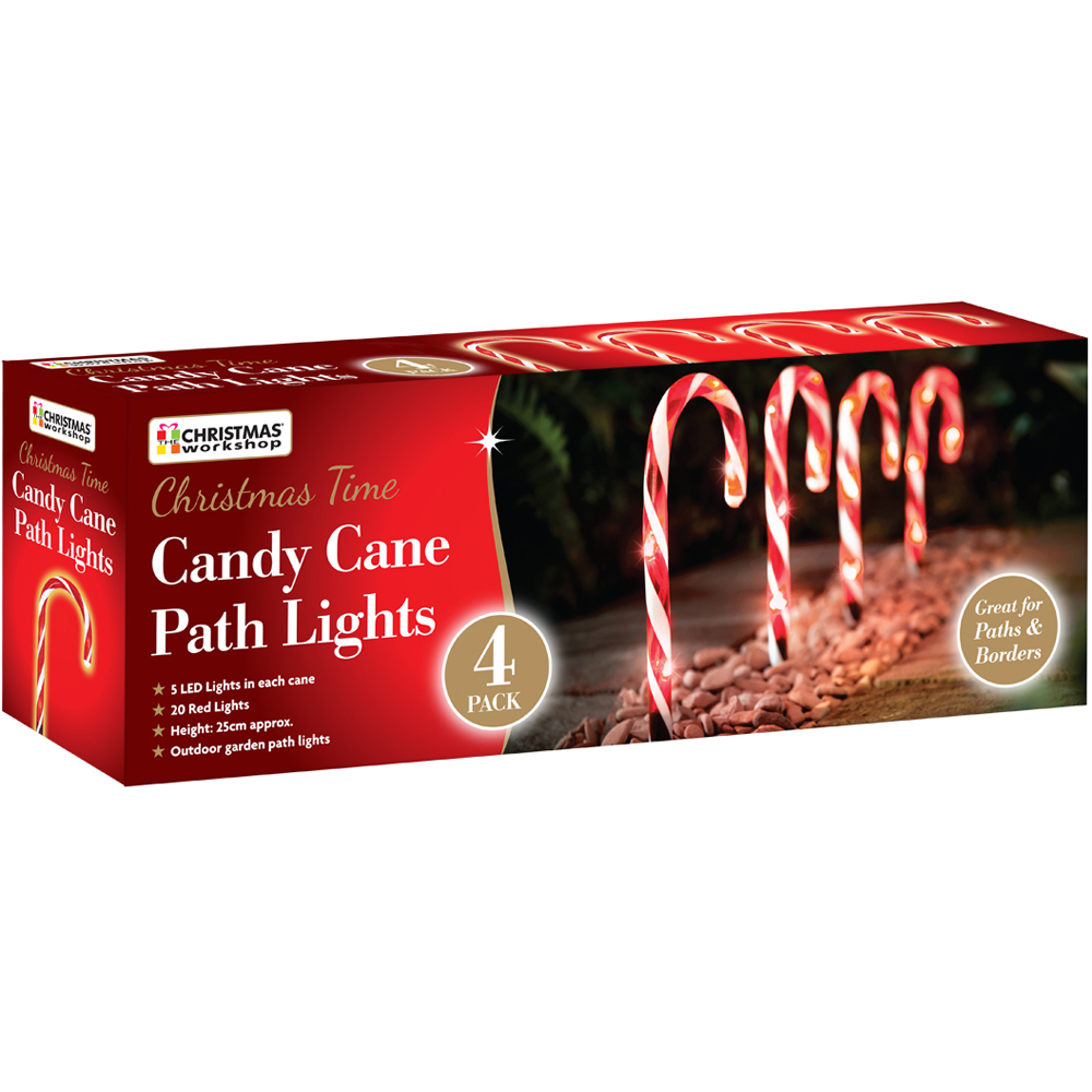 The Christmas Workshop 4 Pack 20 LED Red and White Candy Cane Garden Stake Light Image 5