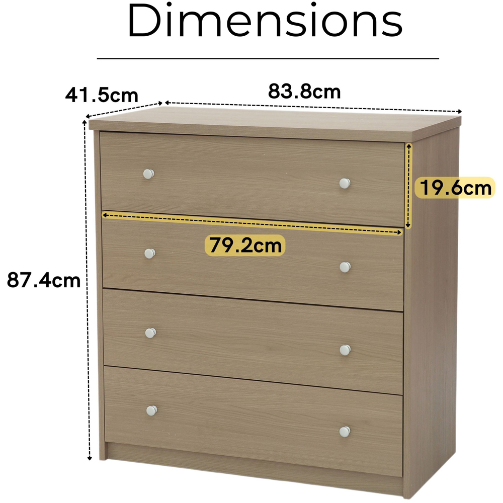 Core Products Freya 4 Drawer Smoked Oak Foil Finish Chest of Drawers Image 9