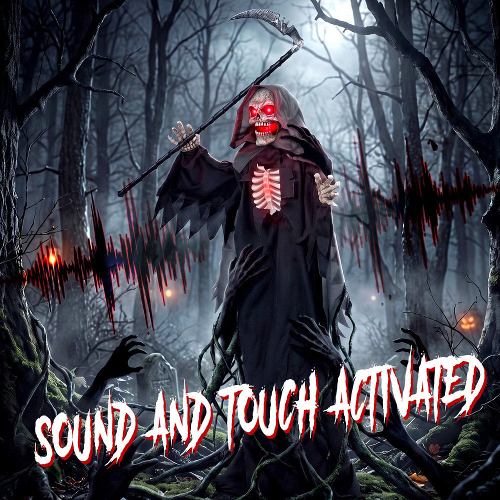 HOMCOM Light Up Life-Size Animated Grim Reaper Halloween Decoration 5.5ft Image 5