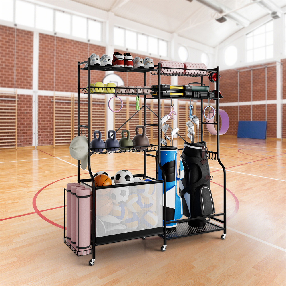 Costway Metal Sports Equipment Organiser with Adjustable Shelves Image 2