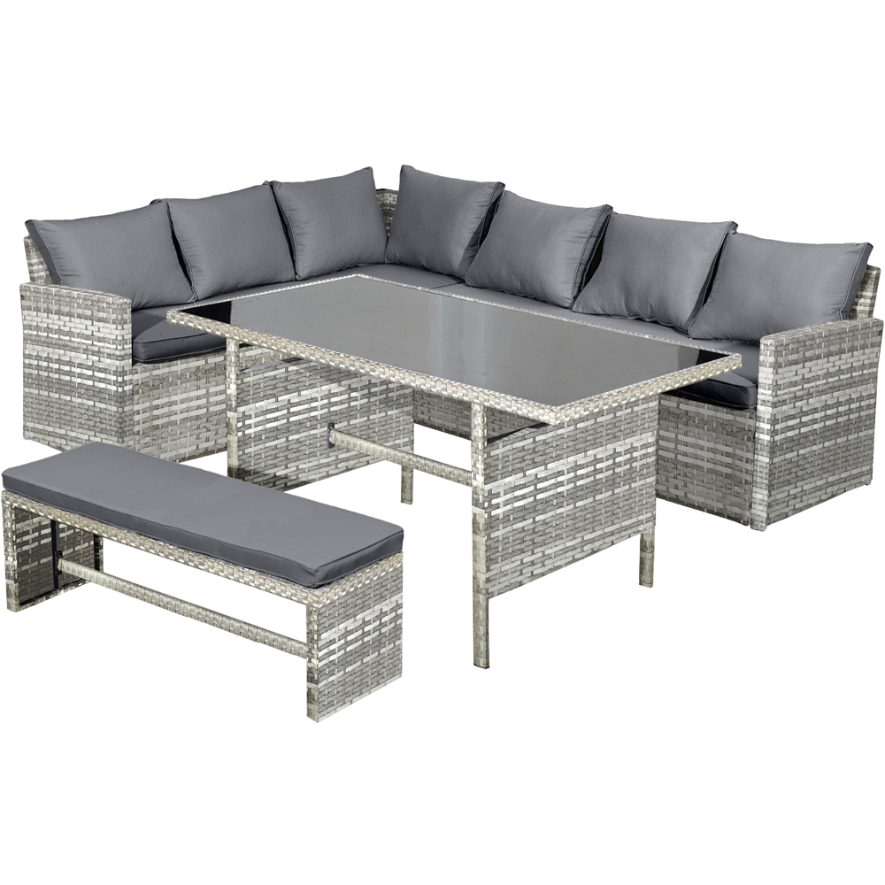Oseasons Fiji 8 Seater Dove Grey Rattan Corner Dining Set Image 2