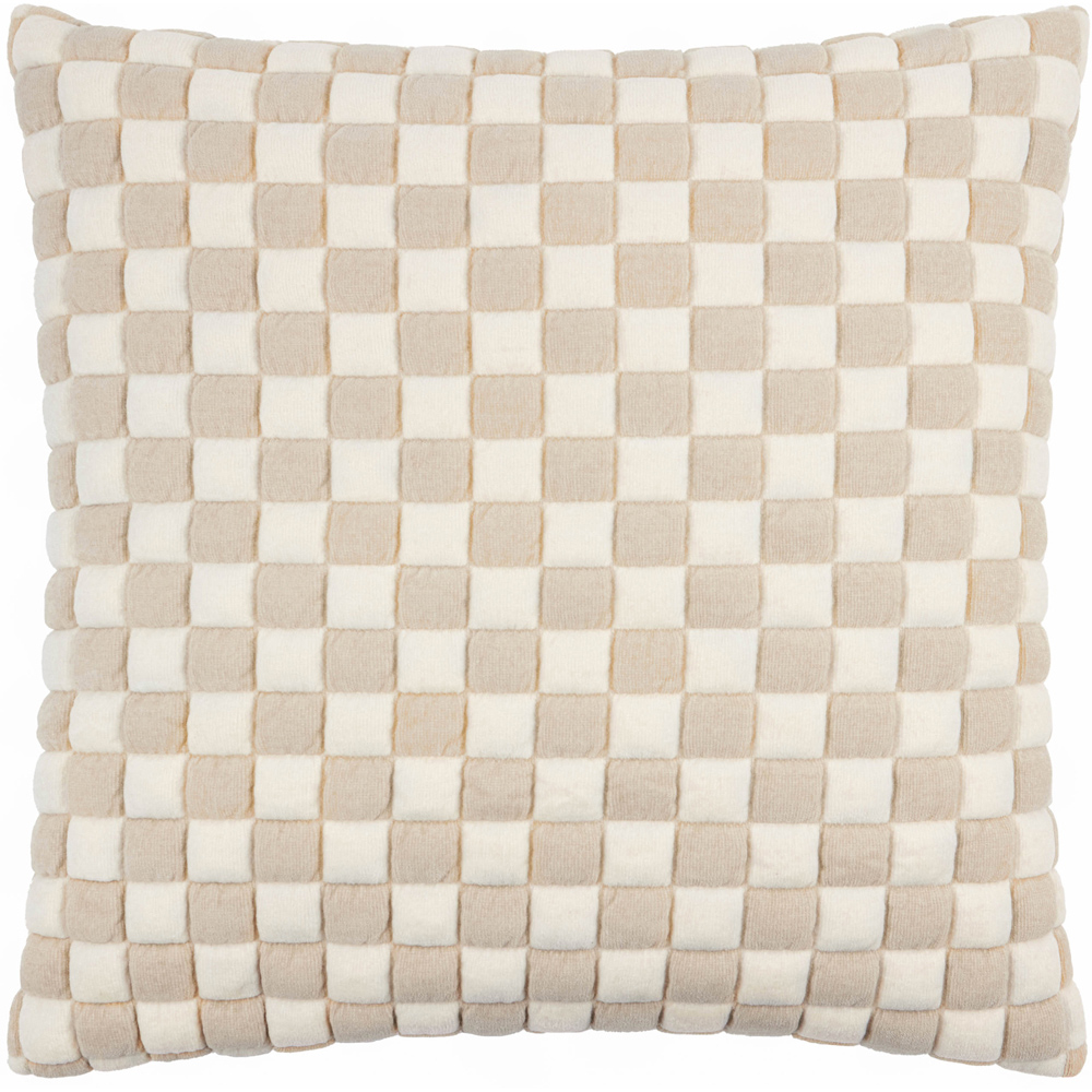 Furn Softie Natural Checkerboard Quilted Reversible Cushion 50 x 50cm Image 1