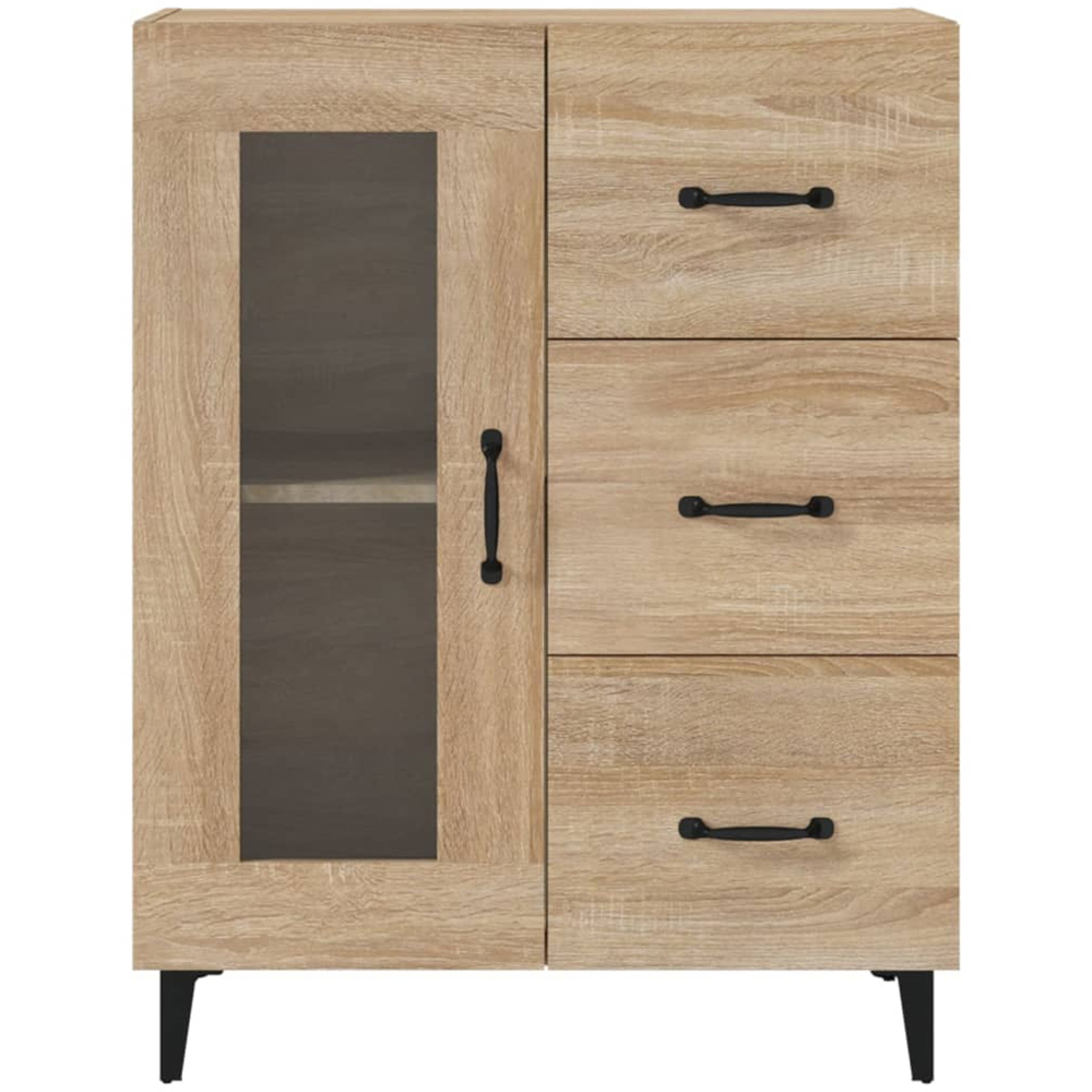 vidaXL Single Glass Door 3 Drawer Sonoma Oak Sideboard Image 6
