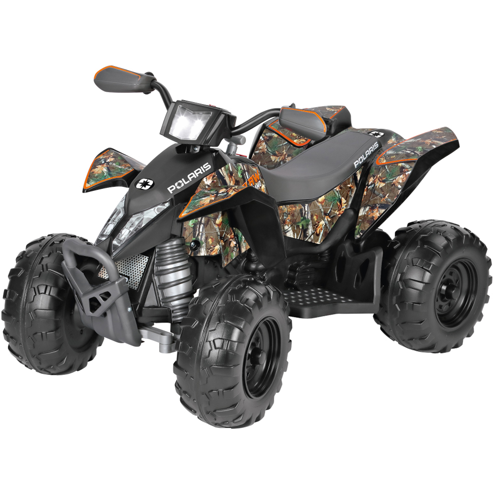 PEG Polaris Outlaw Kids Electric Ride-On Quad Bike with Lights and Sounds Camo 12V Image 1