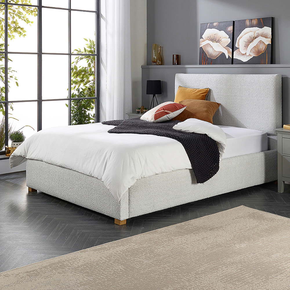 Aspire Double Platinum Boucle Upholstered Garland Ottoman Bed Frame Image 8